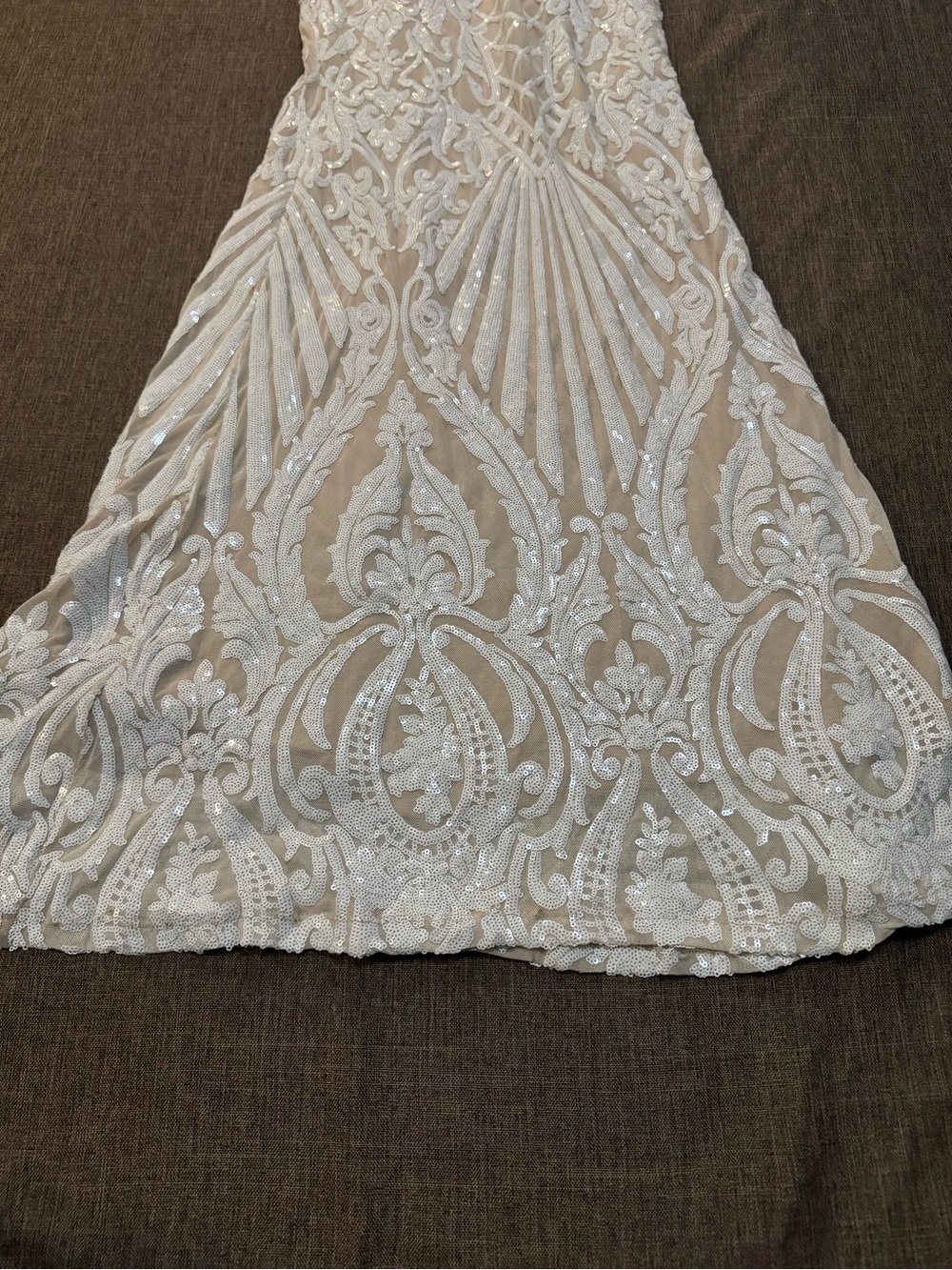 Windsor sequined maxi gown long bishop sleeves and square neckline - Picture 6 of 8